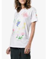 weißes T-Shirt mit einem Rundhalsausschnitt mit Blumenmuster von Rosie Assoulin