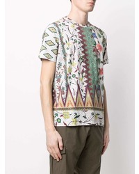 weißes T-Shirt mit einem Rundhalsausschnitt mit Blumenmuster von Etro