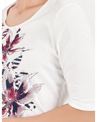 weißes T-Shirt mit einem Rundhalsausschnitt mit Blumenmuster von Gerry Weber