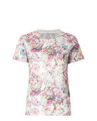 weißes T-Shirt mit einem Rundhalsausschnitt mit Blumenmuster von Golden Goose Deluxe Brand