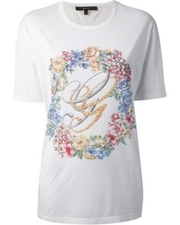 weißes T-Shirt mit einem Rundhalsausschnitt mit Blumenmuster von Gucci