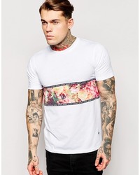 weißes T-Shirt mit einem Rundhalsausschnitt mit Blumenmuster von Hype