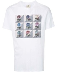 weißes T-Shirt mit einem Rundhalsausschnitt mit Blumenmuster von Kent & Curwen