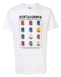 weißes T-Shirt mit einem Rundhalsausschnitt mit Blumenmuster von Kent & Curwen