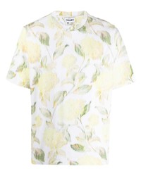 weißes T-Shirt mit einem Rundhalsausschnitt mit Blumenmuster von Kenzo