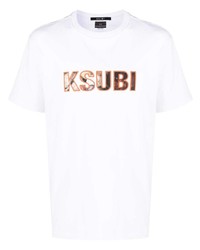 weißes T-Shirt mit einem Rundhalsausschnitt mit Blumenmuster von Ksubi