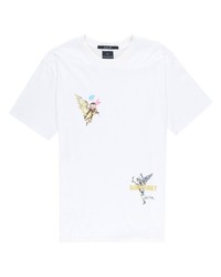 weißes T-Shirt mit einem Rundhalsausschnitt mit Blumenmuster von Ksubi