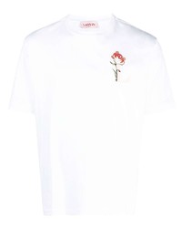 weißes T-Shirt mit einem Rundhalsausschnitt mit Blumenmuster von Lanvin