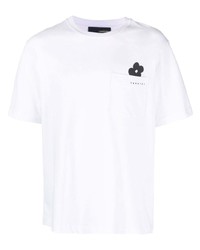 weißes T-Shirt mit einem Rundhalsausschnitt mit Blumenmuster von Lardini