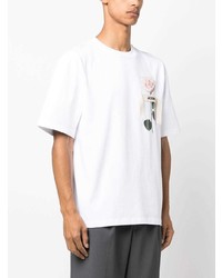 weißes T-Shirt mit einem Rundhalsausschnitt mit Blumenmuster von Jacquemus