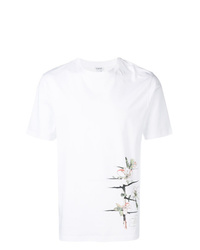 weißes T-Shirt mit einem Rundhalsausschnitt mit Blumenmuster von Loewe
