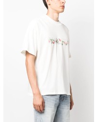 weißes T-Shirt mit einem Rundhalsausschnitt mit Blumenmuster von Represent