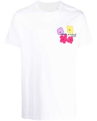 weißes T-Shirt mit einem Rundhalsausschnitt mit Blumenmuster von Maharishi