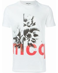 weißes T-Shirt mit einem Rundhalsausschnitt mit Blumenmuster von McQ by Alexander McQueen