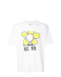 weißes T-Shirt mit einem Rundhalsausschnitt mit Blumenmuster von Our Legacy
