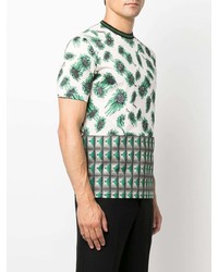 weißes T-Shirt mit einem Rundhalsausschnitt mit Blumenmuster von Paul Smith