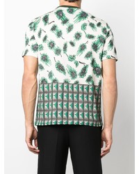 weißes T-Shirt mit einem Rundhalsausschnitt mit Blumenmuster von Paul Smith