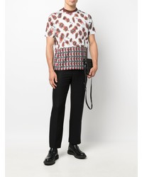 weißes T-Shirt mit einem Rundhalsausschnitt mit Blumenmuster von Paul Smith