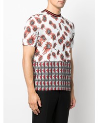 weißes T-Shirt mit einem Rundhalsausschnitt mit Blumenmuster von Paul Smith