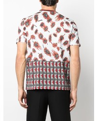 weißes T-Shirt mit einem Rundhalsausschnitt mit Blumenmuster von Paul Smith