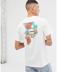 weißes T-Shirt mit einem Rundhalsausschnitt mit Blumenmuster von Primitive