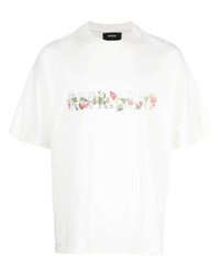 weißes T-Shirt mit einem Rundhalsausschnitt mit Blumenmuster von Represent