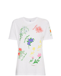weißes T-Shirt mit einem Rundhalsausschnitt mit Blumenmuster von Rosie Assoulin