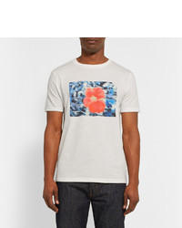 weißes T-Shirt mit einem Rundhalsausschnitt mit Blumenmuster von Beams