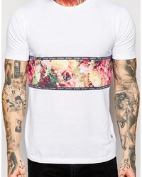 weißes T-Shirt mit einem Rundhalsausschnitt mit Blumenmuster von Hype