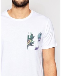 weißes T-Shirt mit einem Rundhalsausschnitt mit Blumenmuster von ONLY & SONS