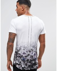 weißes T-Shirt mit einem Rundhalsausschnitt mit Blumenmuster von Religion