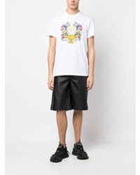 weißes T-Shirt mit einem Rundhalsausschnitt mit Blumenmuster von VERSACE JEANS COUTURE