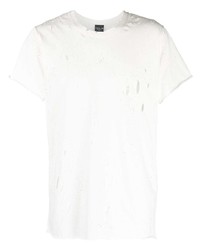 weißes T-Shirt mit einem Rundhalsausschnitt mit Destroyed-Effekten von COOL T.M