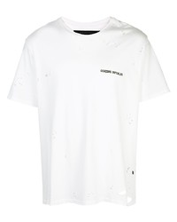 weißes T-Shirt mit einem Rundhalsausschnitt mit Destroyed-Effekten von Garcons Infideles