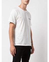 weißes T-Shirt mit einem Rundhalsausschnitt mit Destroyed-Effekten von Garcons Infideles