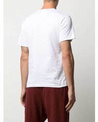 weißes T-Shirt mit einem Rundhalsausschnitt mit Flicken von Comme des Garcons Homme Deux