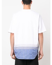 weißes T-Shirt mit einem Rundhalsausschnitt mit Flicken von Comme des Garcons Homme