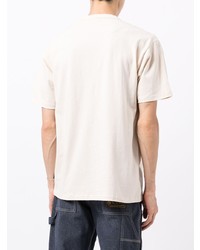 weißes T-Shirt mit einem Rundhalsausschnitt mit Flicken von FIVE CM