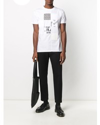 weißes T-Shirt mit einem Rundhalsausschnitt mit Flicken von Viktor & Rolf