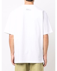 weißes T-Shirt mit einem Rundhalsausschnitt mit Flicken von Heron Preston