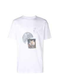 weißes T-Shirt mit einem Rundhalsausschnitt mit Flicken von Soulland