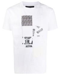 weißes T-Shirt mit einem Rundhalsausschnitt mit Flicken von Viktor & Rolf