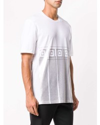 weißes T-Shirt mit einem Rundhalsausschnitt mit geometrischem Muster von Versace Collection