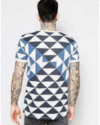 weißes T-Shirt mit einem Rundhalsausschnitt mit geometrischem Muster von Scotch & Soda