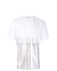 weißes T-Shirt mit einem Rundhalsausschnitt mit geometrischem Muster von Versace Collection