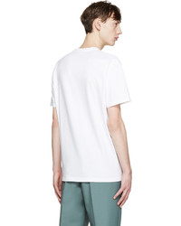 weißes T-Shirt mit einem Rundhalsausschnitt mit geometrischem Muster von Marni