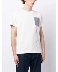 weißes T-Shirt mit einem Rundhalsausschnitt mit Karomuster von Ports V