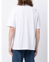 weißes T-Shirt mit einem Rundhalsausschnitt mit Karomuster von Late Checkout