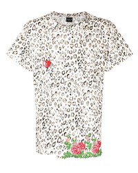 weißes T-Shirt mit einem Rundhalsausschnitt mit Leopardenmuster von COOL T.M