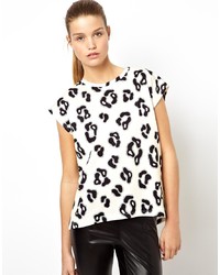 weißes T-Shirt mit einem Rundhalsausschnitt mit Leopardenmuster von H O U S E Of H A C K N E Y